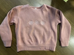 Girls Hand Embroidered Pink Snowflake Sweatshirt Lined Rabbit Skins Brand Size 5 - Picture 1 of 7