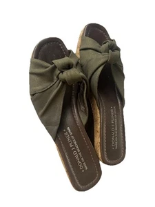 Donald J Pliner Womens Size Shoes Size 8 Wedge Green Chambroo Twist Cork Sandals - Picture 1 of 8