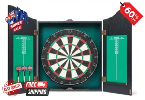 Dartboard Wooden Cabinet With Score Dart Board Game Set Darts Pub Style Games-AU - Picture 1 of 9