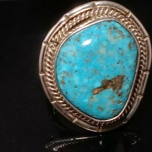  Anillo de plata esterlina turquesa Morceni firmado navajo talla 7,5 Albert Charley - Imagen 1 de 11