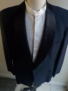 VTG. 1952 ROTHSCHILD's Shawl Collar 2 Pc. Tuxedo Navy/Black Satin SZ 44R?? - Imagen 1 de 12