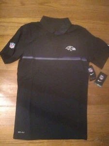 Nike Sideline Elite Performance Polo Black Baltimore Ravens Small - Picture 1 of 2