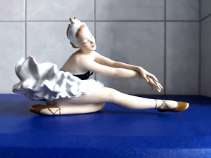 Wallendorf Porzellanfigur-Tänzerin-Sterbender Schwan-Cobalt-XXL24 cm-Schwanensee - Bild 1 von 24