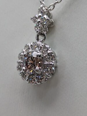 Ожерелье с подвеской в виде натурального розового бриллианта фантазийный свет оранжевый розовый из Японии - Изображение 1 из 4