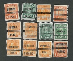 CANADA - Twelve different city precancels to include two coil stamps - Picture 1 of 1