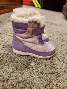 Wonder Nation Girls Winter Boots Size 7 Purple & Silver Glitter  Warm - Picture 1 of 5