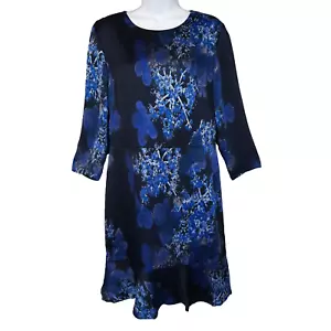 Banana Republic Dress Womens 10 Blue Watercolor Floral Ruffle Hem Office Career - Picture 1 of 15