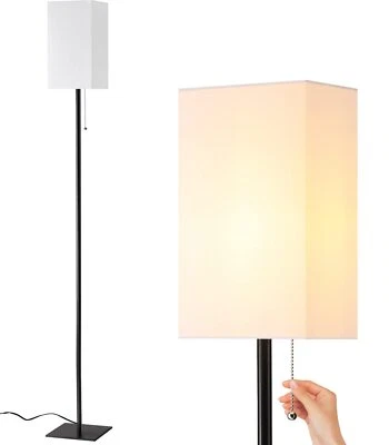 Modern Floor Lamp with Linen Shade Tall Standing Lamp for Bedroom & Office - Image 1 of 4