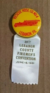 Rescue Hose Co #4 - Lebanon PA Firemen's Convention Badge 1951 - Bild 1 von 2