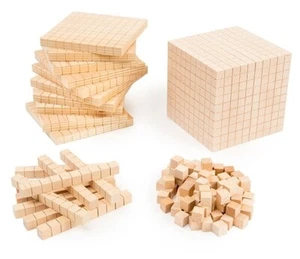 Wooden Tens Set - 100 Cubes 10 Rods 10 Flats 1 Base ED X Education - Picture 1 of 2