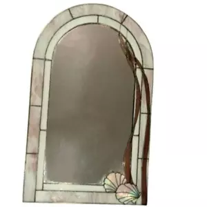 Vintage großer Buntglas Spiegel Badezimmer Deko Muscheln - Bild 1 von 4