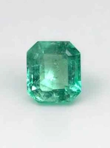 1.60 Carat 7.5x6.5 Pastel Light Green Loose Colombian Emeralds-Emerald Cut - Picture 1 of 10