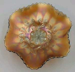 Vintage Fenton Marigold Carnival Glass Cosmos Variant Bowl - Picture 1 of 6
