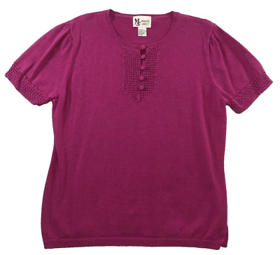 Suéter Maggie Sweet Mujer Talla L Púrpura Ojales 1/4 Abotonable Manga Corta Nuevo Sin Etiquetas Foto 1 de 4