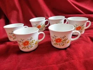 Vintage Set Corning Ware Corelle Wildflower Pattern Mugs Set of 6 - Picture 1 of 6