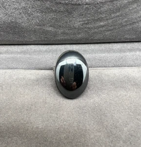 Algot Enevoldsen Pre 2000 Vintage Pandora Sterling Silver Oval Hematite Ring - Picture 1 of 7