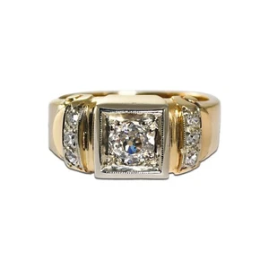 Anello vintage in oro giallo 13 kt con diamanti 0,70 ct - Foto 1 di 7