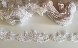 Bundle 9Meters ivory floral lace trim sew on embroidered dress lace trimming - Picture 1 of 10