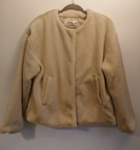 Ladies IVIVI Faux Fur Coat Size Large UK 12 14 Camel Teddy Fleece Jacket 90s Y2K