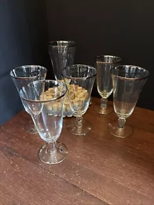 Glastonbury - Lotus Trent Iced Tea Glass Set Of 6 Titanium Rim Top And Base 2 WT - Picture 1 of 11