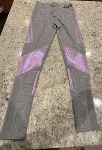 JUSTICE GIRLS COLORBLOCK LEGGING LILAC GRAY SHIMER& SHINE SIZE 12 - Picture 1 of 4