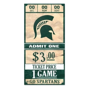 MICHIGAN STATE SPARTANS GAME TICKET ADMIT ONE WOOD SIGN 6"X12'' NEW WINCRAFT - Picture 1 of 1