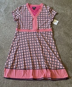 Liz Claiborne Dress size xl Knit Geometric Pink Women’s Career Or Casual Ladies - Picture 1 of 6