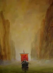 LEON GOODMAN LIMITIERTE AUSGABE DES GEMÄLDES ""Olafs Return"" Odin Wikinger Wikingerschiff - Bild 1 von 1