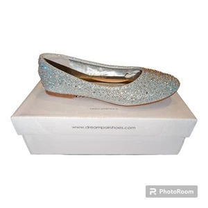 Dream Pairs Silve Glitter Rhinestone Flat Slip On Shoes Girls Sz 2 Dress Shoes - Picture 1 of 6