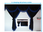 TRUCK CURTAINS  FULL SET FIT DAF XF SUPER SPACE-CAB BLACK WITH BLUE STRINGS