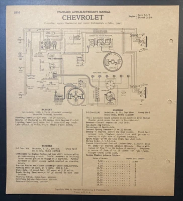 Chevrolet Fleetline Fleetmaster Stylemaster 1947 esquema eléctrico automático Foto 1 de 2