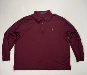 Polo Ralph Lauren Men’s 3XB Polo Shirt Long Sleeve Maroon Modern Casual Golf - Picture 1 of 8