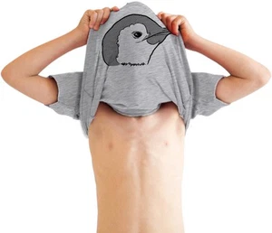 Youth Ask Me About My Penguin T Shirt Funny Flip Up Tee for Kids - Picture 1 of 9