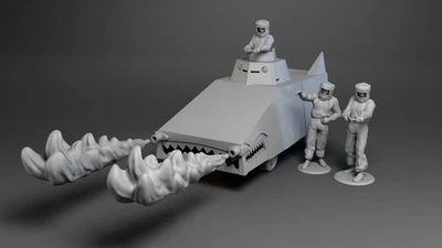 ТАНК ДРАКОН с пламенем DR NO JAMES BOND 007 — 3 фигурки — напечатано на 3D-принтере - Изображение 1 из 4