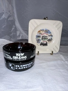Menge 3 Vintage Aschenbecher Souvenir Bernstein Schwarz Glas Keramik NewOrleans/LasVegas/TX - Bild 1 von 19