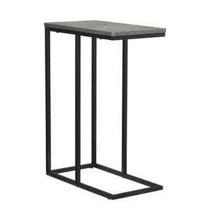 Household Essentials Slate Industrial Narrow End Table | Metal C Shaped Frame - Picture 1 of 8