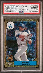 2022 TOPPS SILVER PACK CHROME GOLD REFRACTOR MIKE PIAZZA #/50 PSA 10 GEM POP 1 - Picture 1 of 2