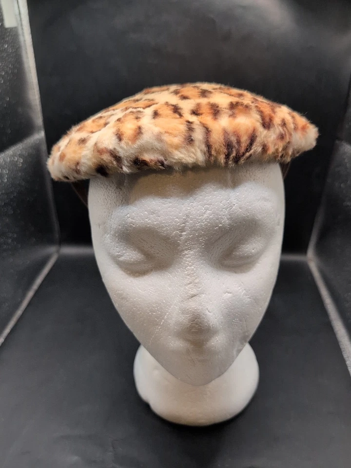 Sombrero de piel vintage con estampado de leopardo Valerie Modes Foto 1 de 4