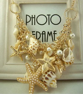 Neu Mode Muschel Seestern Halsband Halsketten mehrlagig Perlenketten für Frauen - Bild 1 von 23