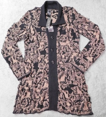 Nuevo con etiquetas Cárdigan Nic + Zoe Mujer Beige/Gris Texturizado Botón Mezcla Lana Largo PEQUEÑO Foto 1 de 4