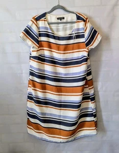 Ladies Blue/Brown/WhiteNew Look Short Sleeve Summer Shirt Dress Size 16 - Picture 1 of 3