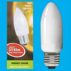 4x 7W Low Energy Power Saving CFL Candle Light Bulbs Chandeliers etc ES E27 Lamp - Picture 1 of 1