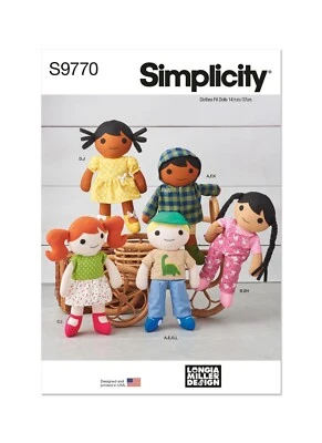 SIMPLICITY 9770 CLOTH DOLLS & CLOTHES Sewing Pattern 14.5" 37CM  Skill: AVERAGE - Image 1 of 3