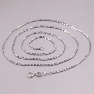 Collar de cadena de oro blanco puro Au750 de 18 quilates de 1,5 mm con eslabones Suerte O 1,9-2,1 g 19,6 pulgadas - Imagen 1 de 4
