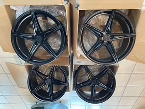 22” XO AUCKLAND WHEELS MATTE BLACK 2002-2008 BMW 7 SERIES 745 750 760 ALPINA B7 - Picture 1 of 7