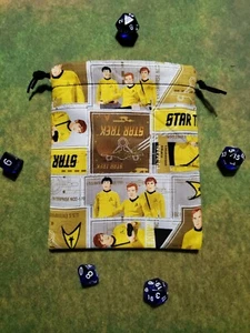 Star Trek Kirk, Sulu & Chekov Dice Bag, Card Bag, Makeup Bag, Small Gift Bag - Picture 1 of 2