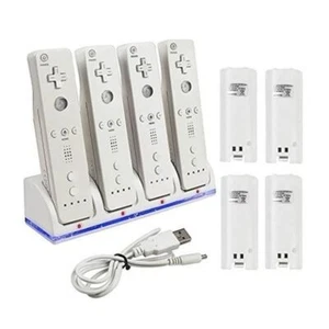 4x Pack Batterie Rechargeable + Wii Chargeur Station d'accueil Nintendo - Imagen 1 de 2
