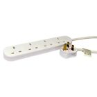 4 WAY MAINS ELECTRICAL SOCKET 2 METRE EXTENSION LEAD CABLE 3 PIN UK PLUG 