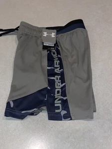Under Armour Boy's Printed Shorts Gray Blue Youth XS NWT 1351756 - Picture 1 of 6
