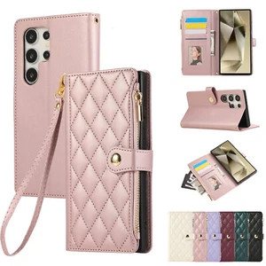 For Samsung Galaxy S24 S23 S22 S21 Note 20 Flip Zipper Wallet Phone Case Cover - Picture 1 of 18